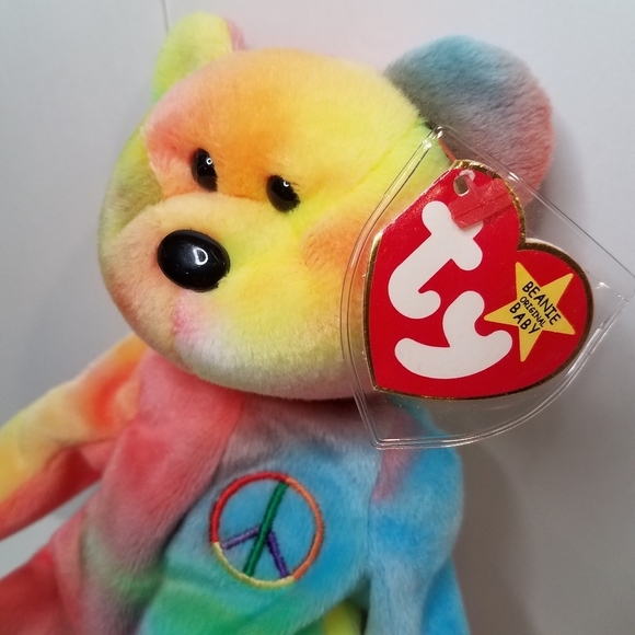 TY Peace Tie dyed Bear Beanie Baby Protective Case 90s Y2K - Picture 6 of 8